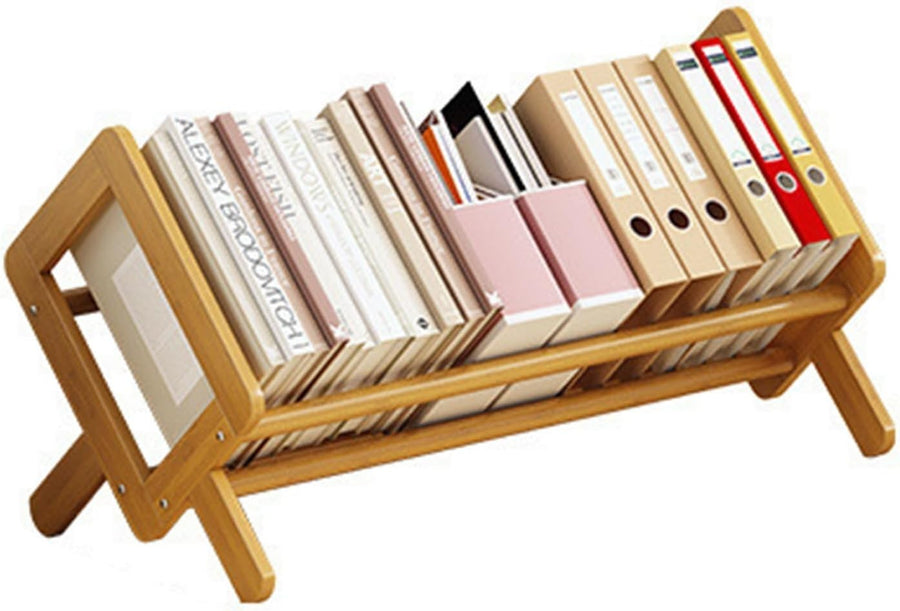 Wooden Desktop Tilting Bookcase Shelf – Bamboo Organizer for Books & Magazines