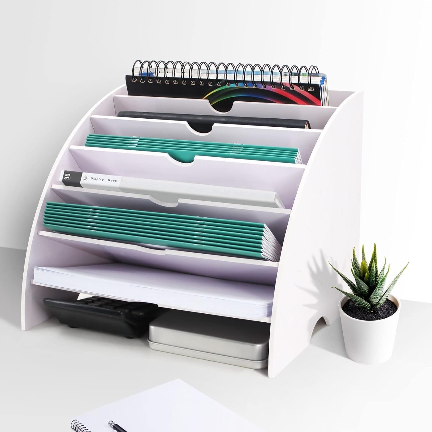Desk File Organizer 6-Tier Fan Shape | Desktop Paper, Magazine & Mail Holder