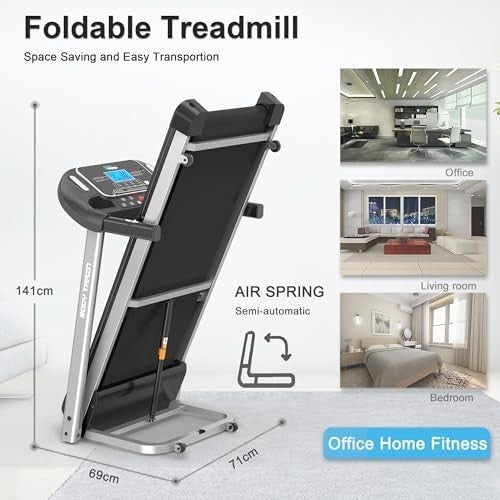 Folding Bluetooth Treadmill 14km/h 15-Level Incline 2.5HP App Sync Home Running