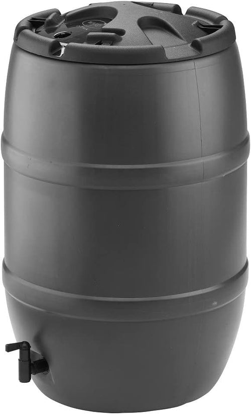 120L Garden Water Butt With Tap Lockable Lid Outdoor Rain Collector Black