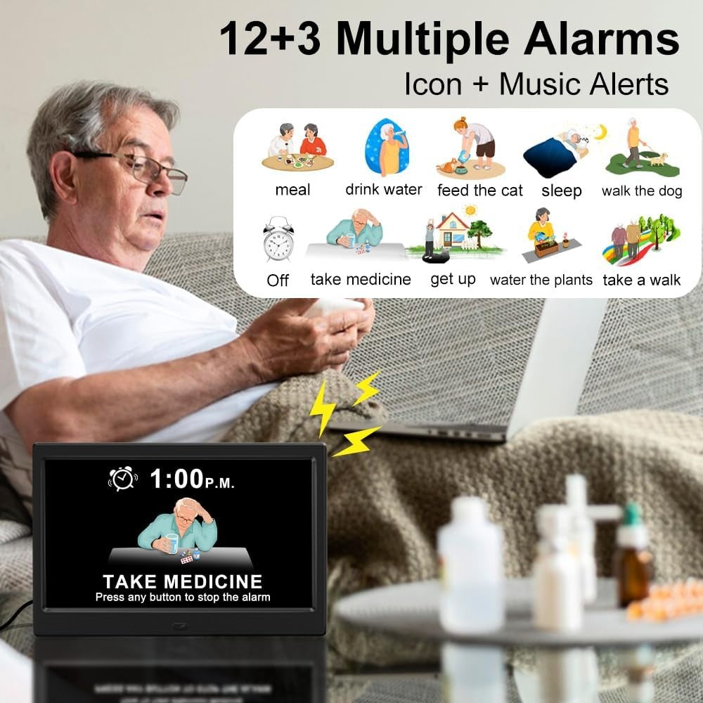 10.1” Dementia Digital Clock Large Day Date Display Dimming Elderly