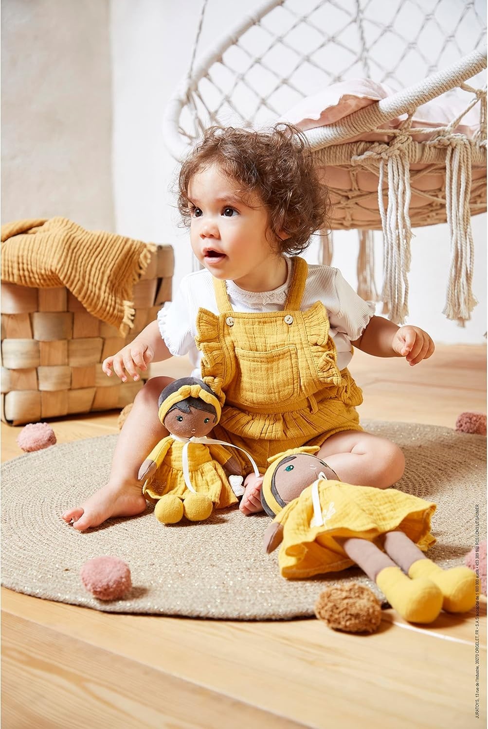 25cm Soft Fabric Rag Doll Yellow Dress Personalised Ribbon Newborn Gift Box