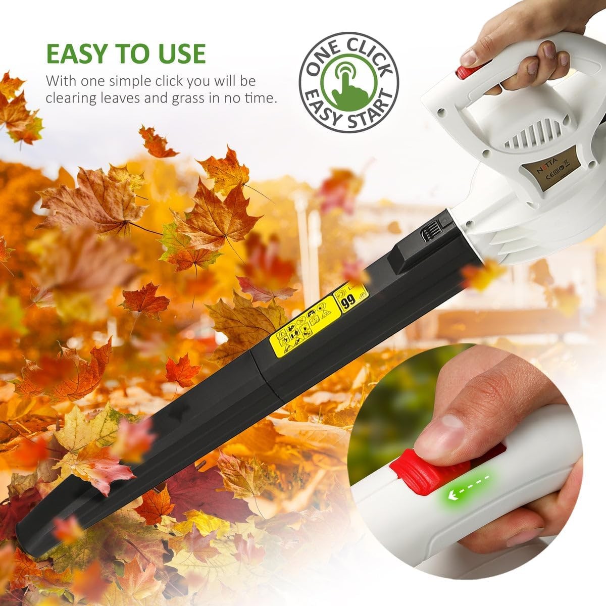 Electric Leaf Blower 3000W Ultra Lightweight Handheld Garden Patio Cleaner