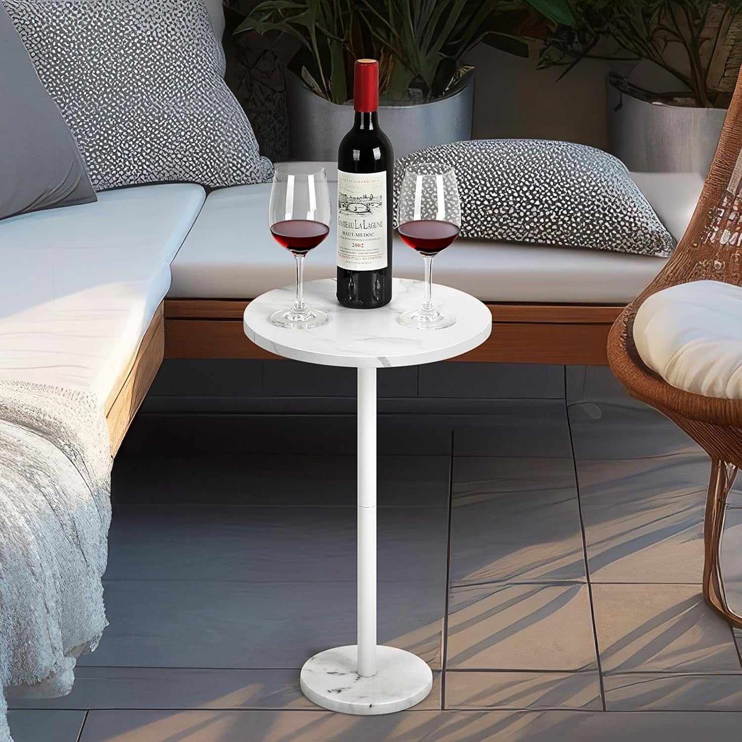White Round Side Table 32x32x62.5 cm | Small Coffee & Sofa End Table