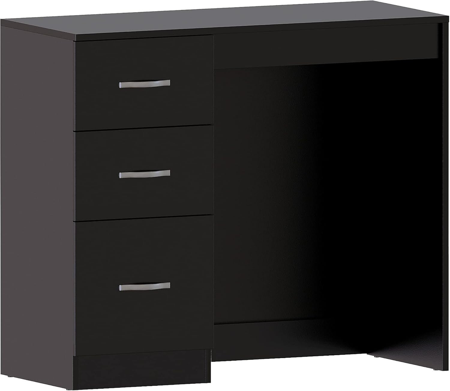 Black Dressing Table 3 Drawer Chest Makeup Desk Vanity Storage Modern Design