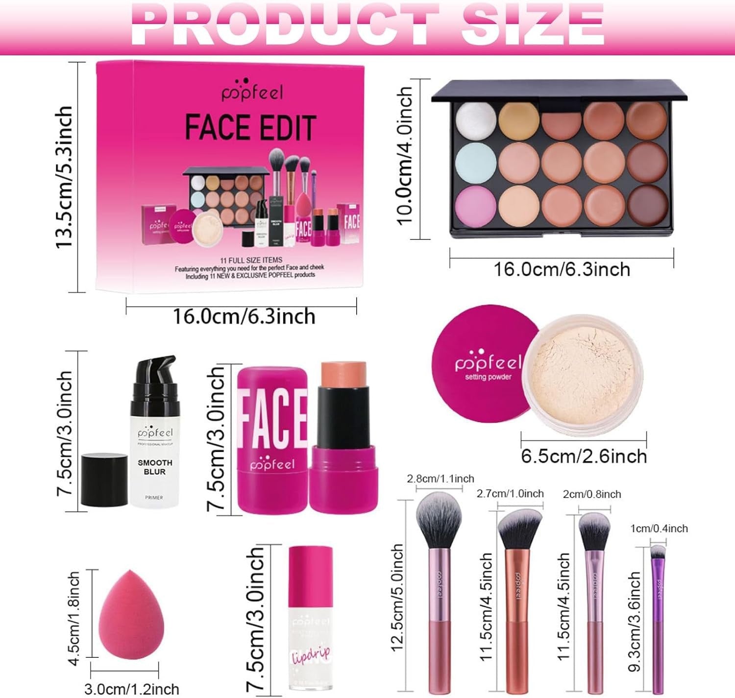 All In One Makeup Kit Gift Set With Foundation Palette & Brushes