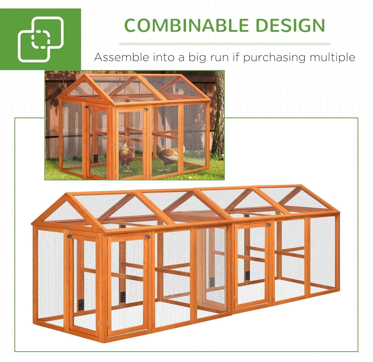 Expandable Wooden Chicken Run Outdoor Pet Playpen Ventilated 1–3 Hens