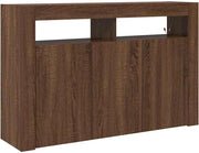 Modern LED Sideboard Cabinet Brown Oak 116cm Storage Unit for Living Room