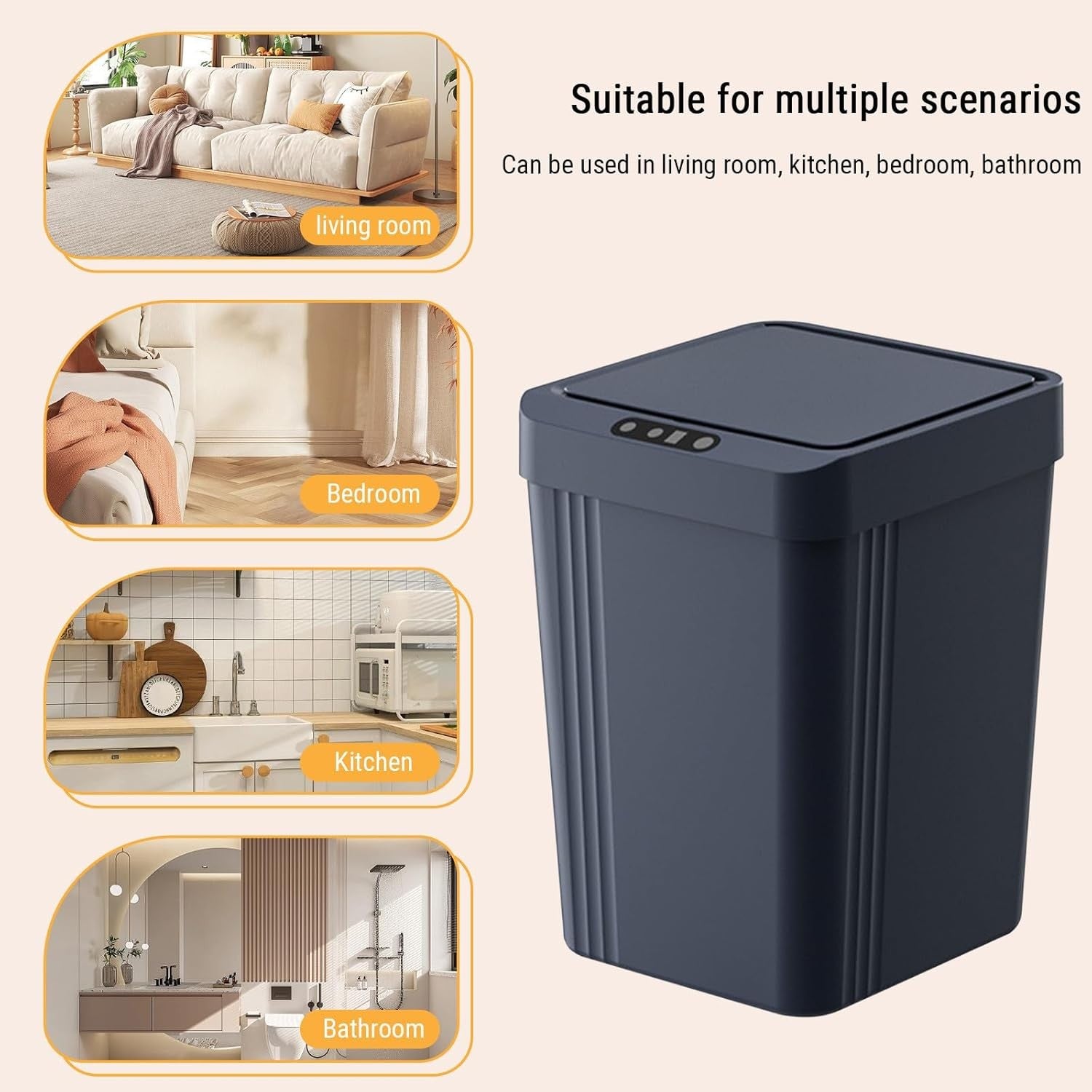 13L Touchless Kitchen Bin Motion Sensor Smart Trash Can Blue