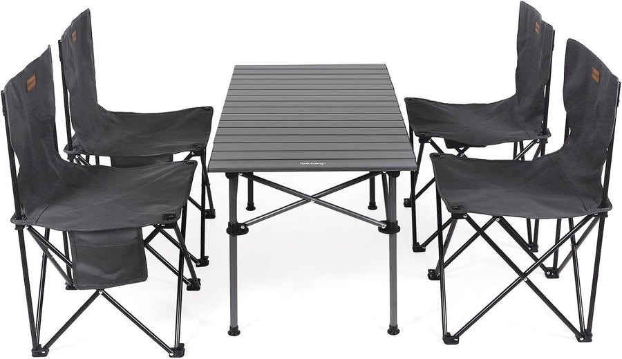 Foldable Camping Table Set with 4 Chairs Portable Outdoor Picnic BBQ Garden
