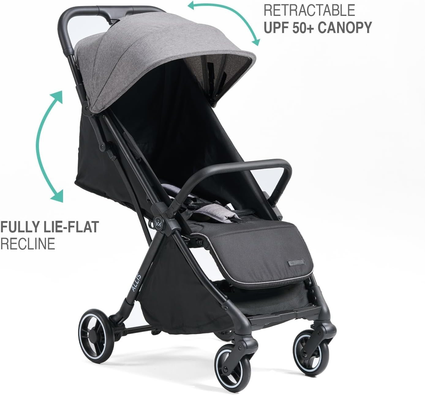 Auto Fold Baby Pushchair Lightweight From Birth 22kg Footmuff Grey