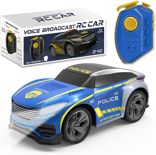 Kids RC Police Car Rechargeable Toy 2.4GHz w/ Voice Changer Lights & Siren