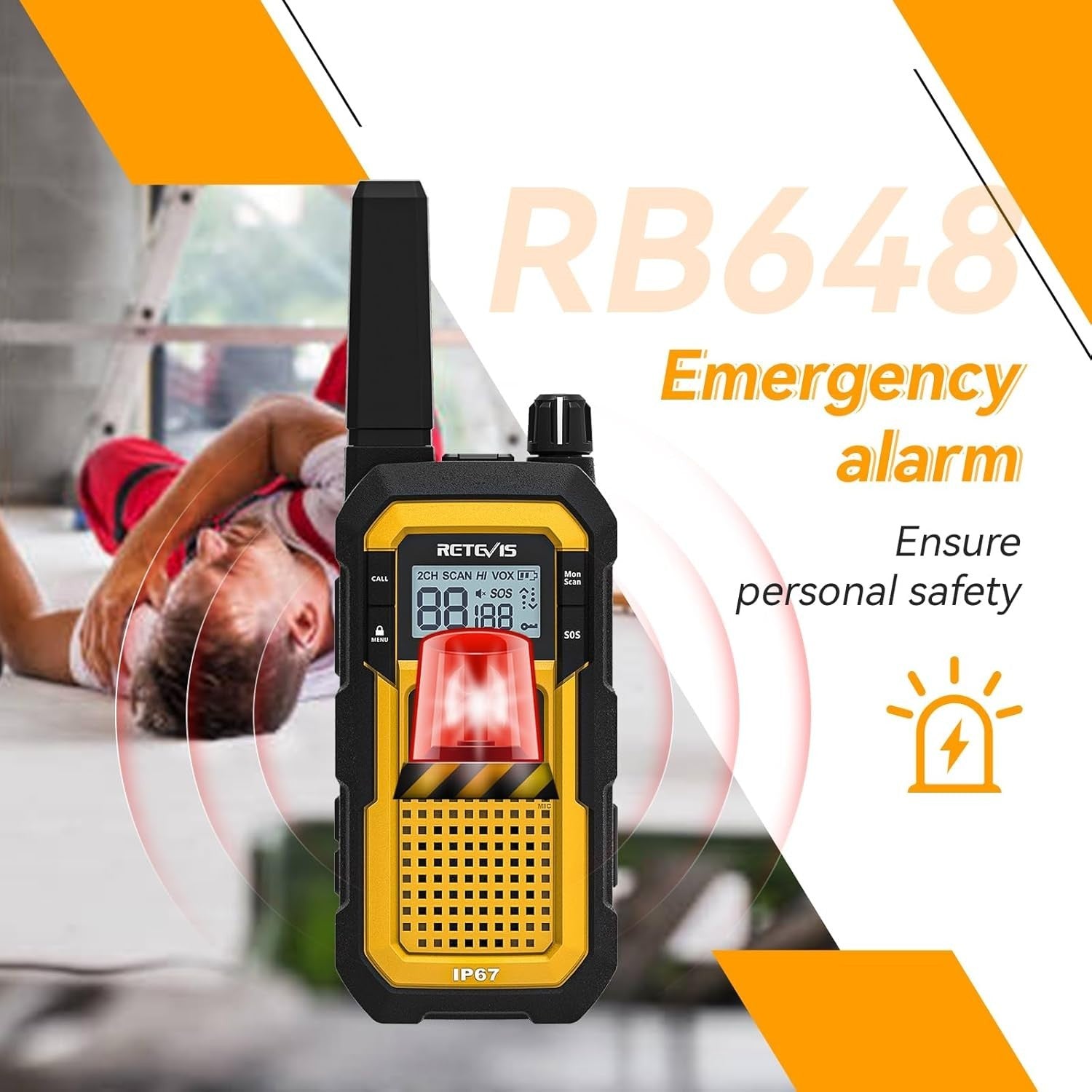 IP67 Waterproof Walkie Talkies Dual PTT SOS Heavy Duty 4 Pack