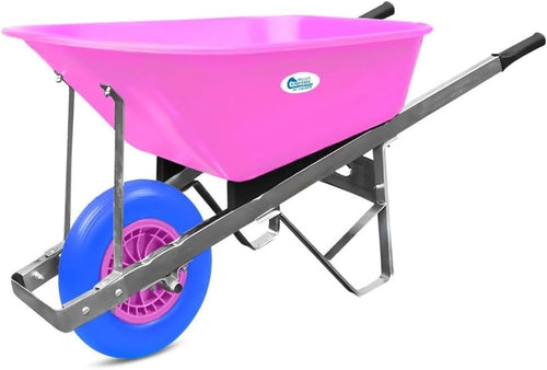 120L Garden Wheelbarrow – Pink/Blue – PU Tubeless Tyre Heavy Duty Frame