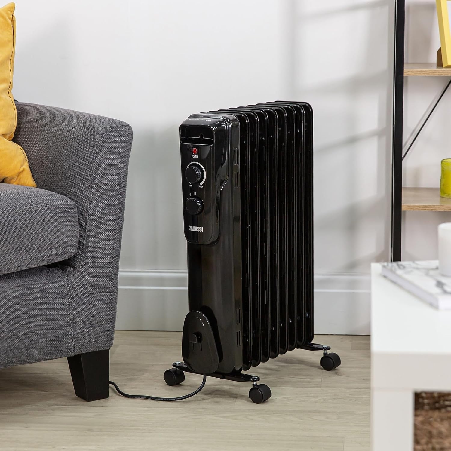 Portable 2000W Oil Filled Radiator Heater 9 Fin Adjustable Thermostat
