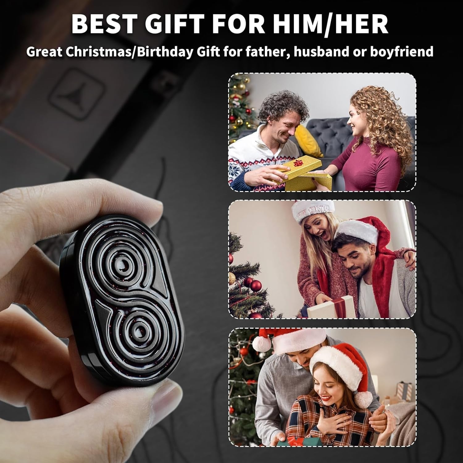 Black Crystal Infinity Fidget Slider Ratchet Clicker Stress EDC