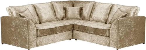 Pink 5-Seater L-Shape Sofa Crushed Velvet Scatter Back Cushions Armrest