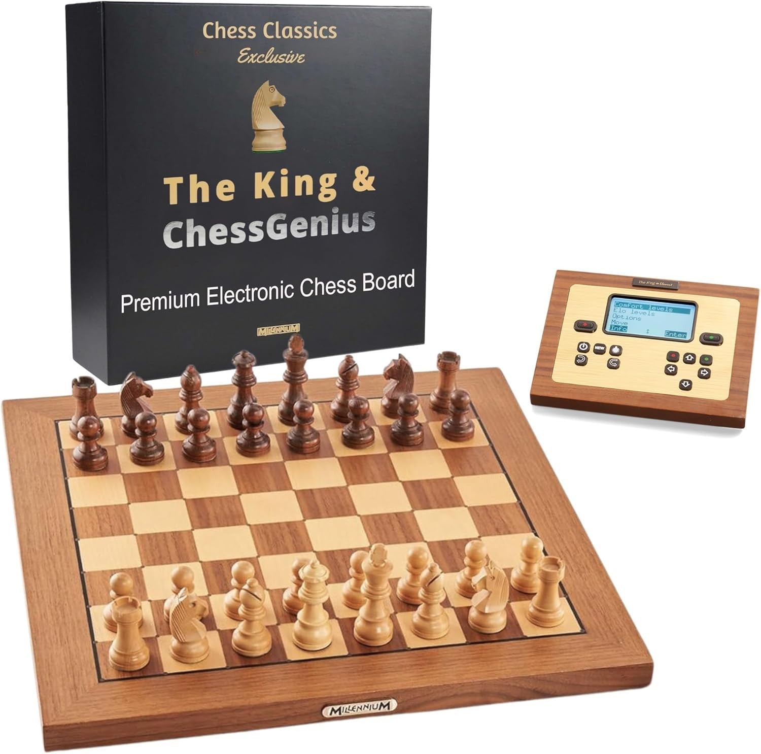 Premium Wooden Electronic Chess Set with LED Indicators & Piece Recognition