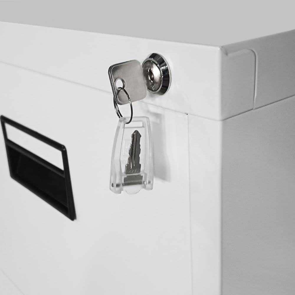 White Metal Filing Cabinet 4 Drawer Lockable Tall Office Storage
