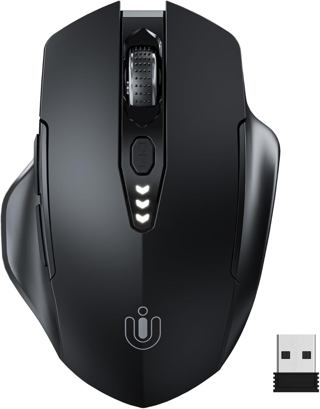 Rechargeable Wireless Mouse Visible Battery Display Adjustable DPI USB Laptop