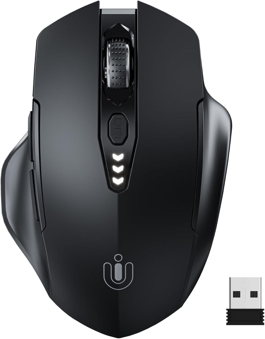 Rechargeable Wireless Mouse Visible Battery Display Adjustable DPI USB Laptop