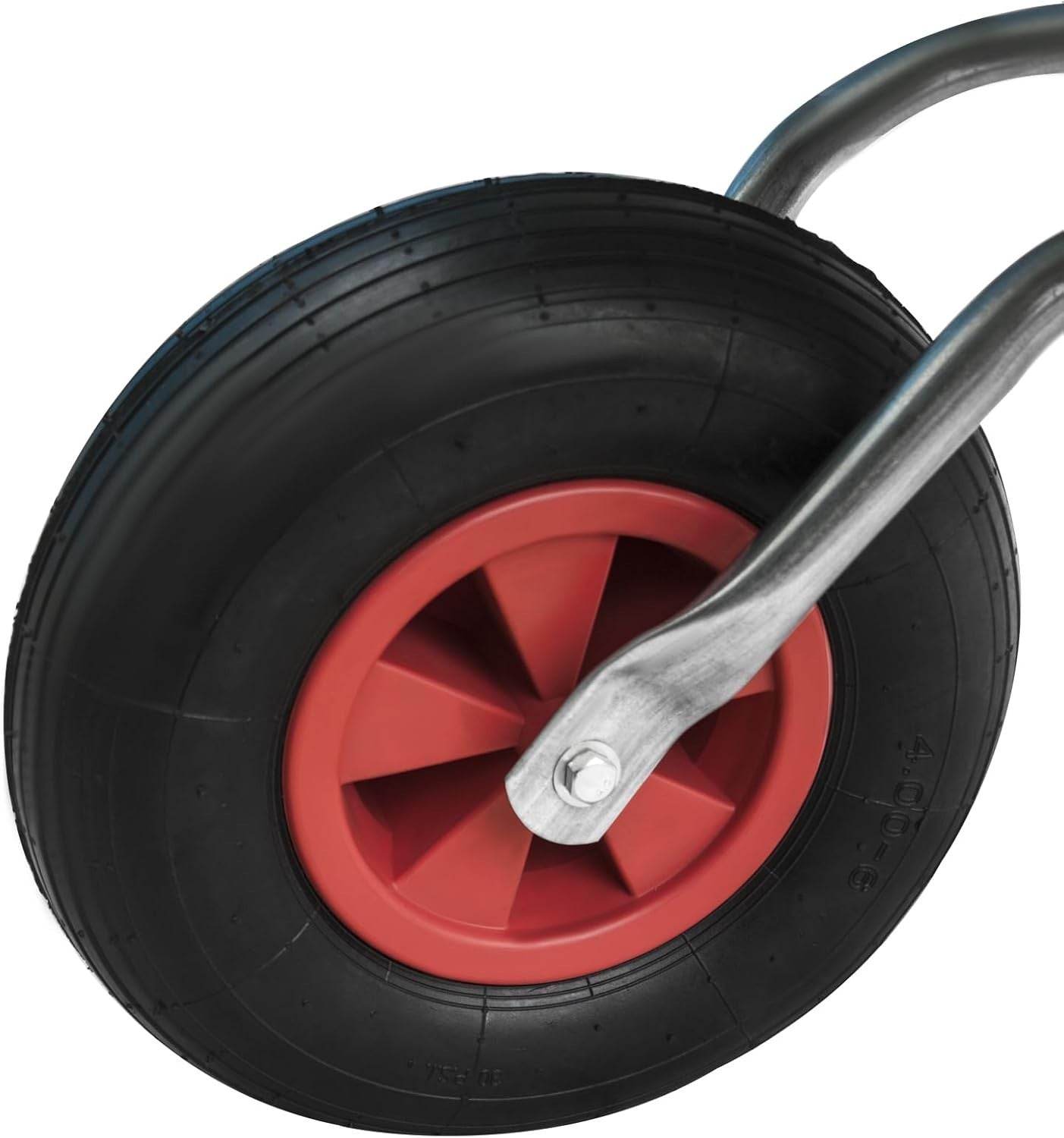 65L 1-Wheel Wheelbarrow Silver – Pneumatic Tyre Durable Set w/ Leaf Grabber 60kg