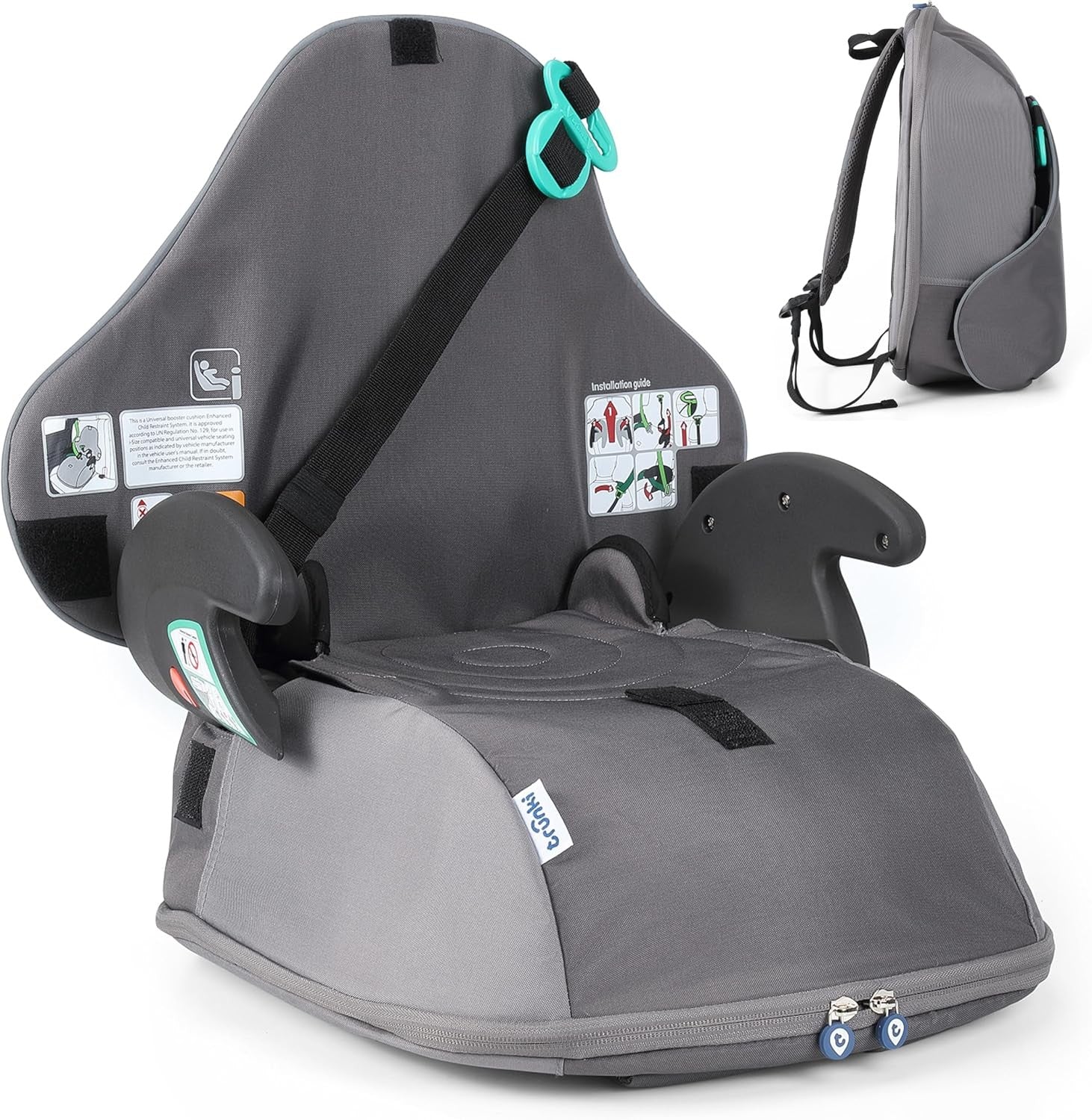 i-Size Travel Booster Car Seat Backpack 126–150cm Portable Foldable