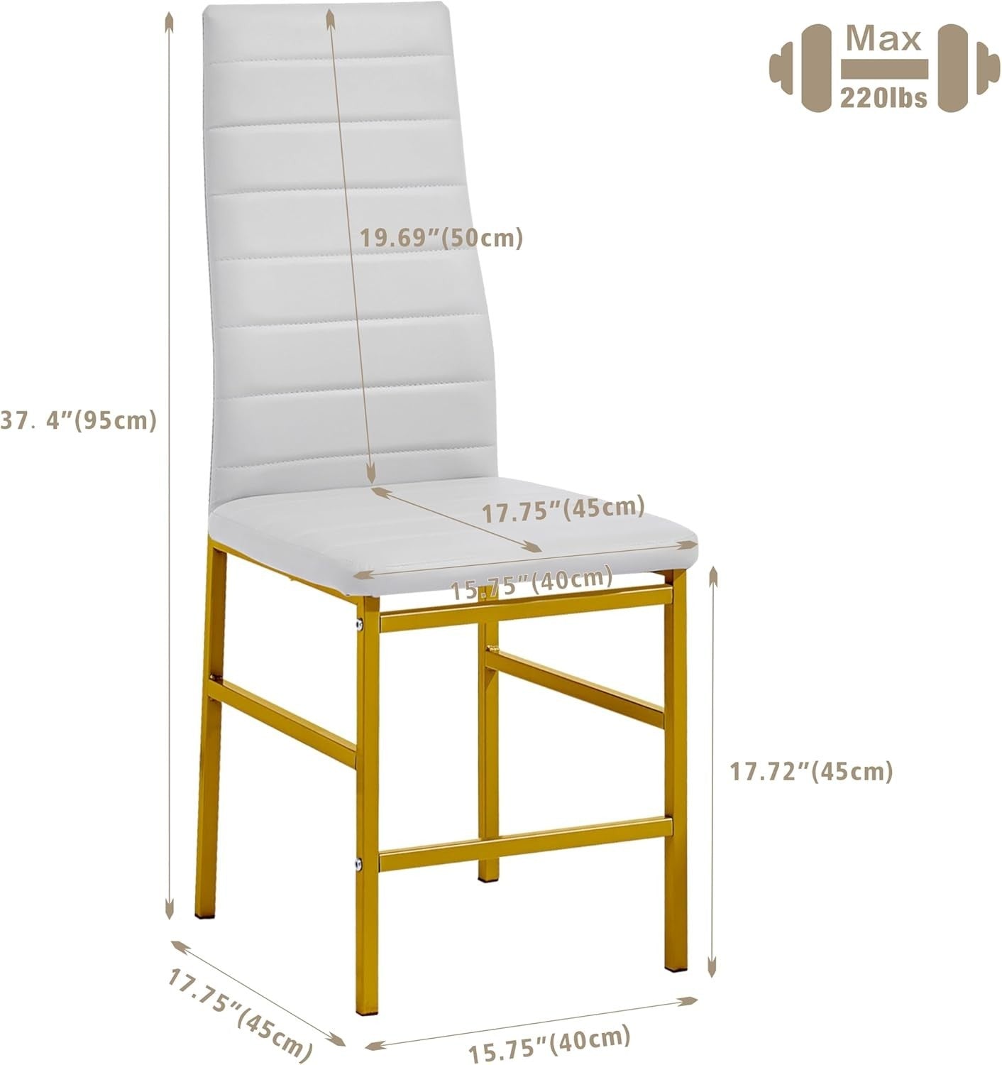 Glass Dining Table Set for 4 Gold Legs Modern Kitchen Small Space 90cm
