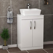 800mm White Floor Standing Bathroom Vanity Unit with Basin 2 Door Sink Cabinet