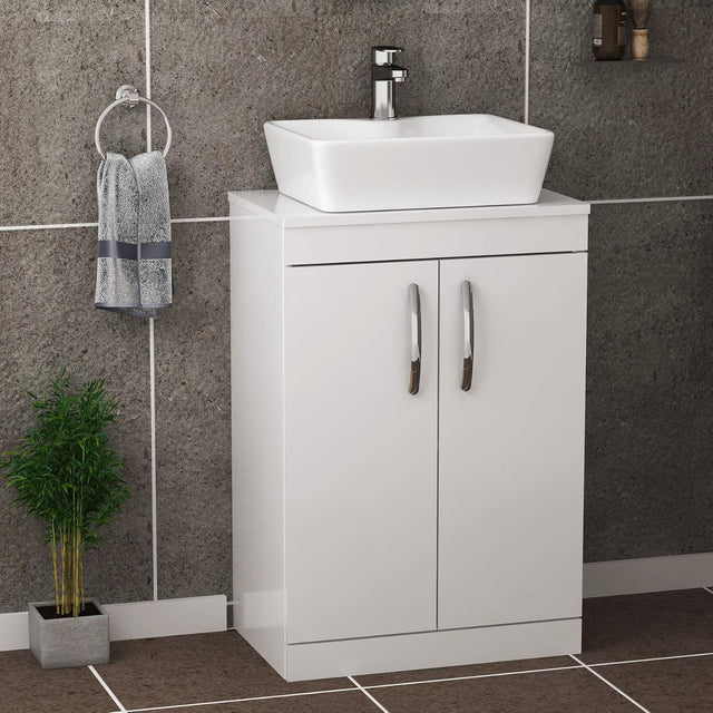 800mm White Floor Standing Bathroom Vanity Unit with Basin 2 Door Sink Cabinet