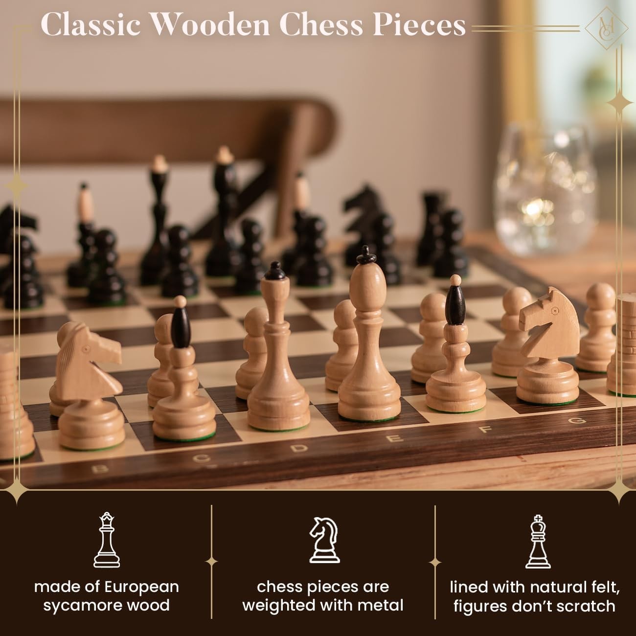 Staunton Tournament Wooden Chess Pieces Set with Storage Box | Weighted 100mm Ki