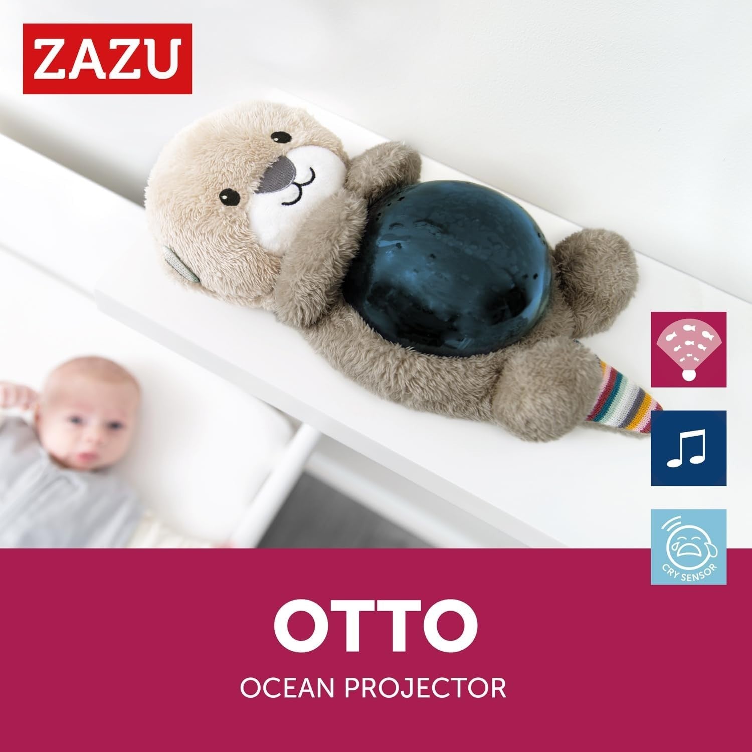 Baby Night Light Projector Ocean Sleep Soother Cry Sensor Melodies
