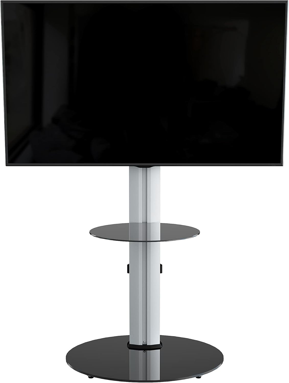 Swivel TV Stand With Shelf for 32-55" Screens Glass Base VESA Mount