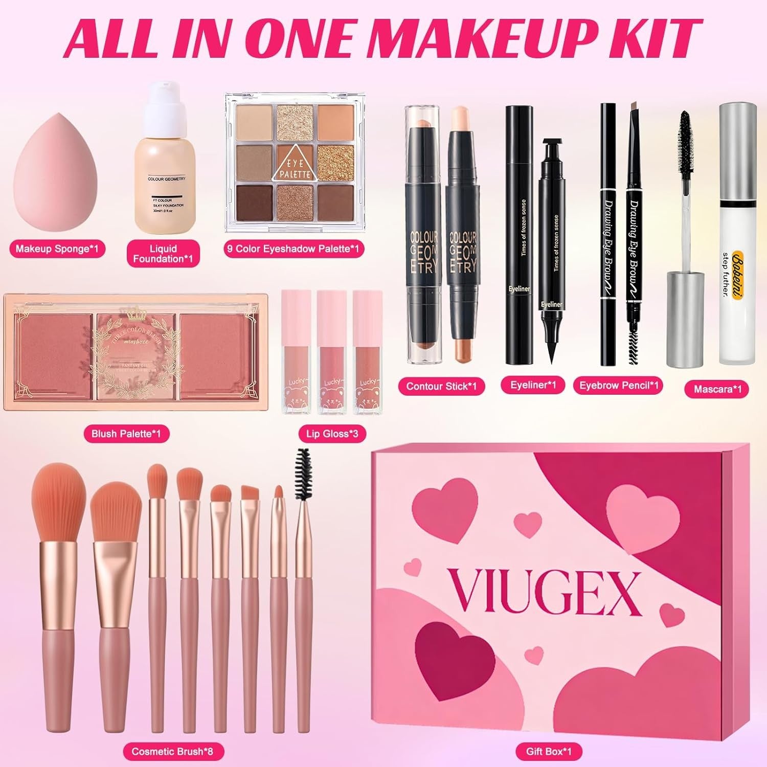 All in One Makeup Kit for Women Full Face Starter Set