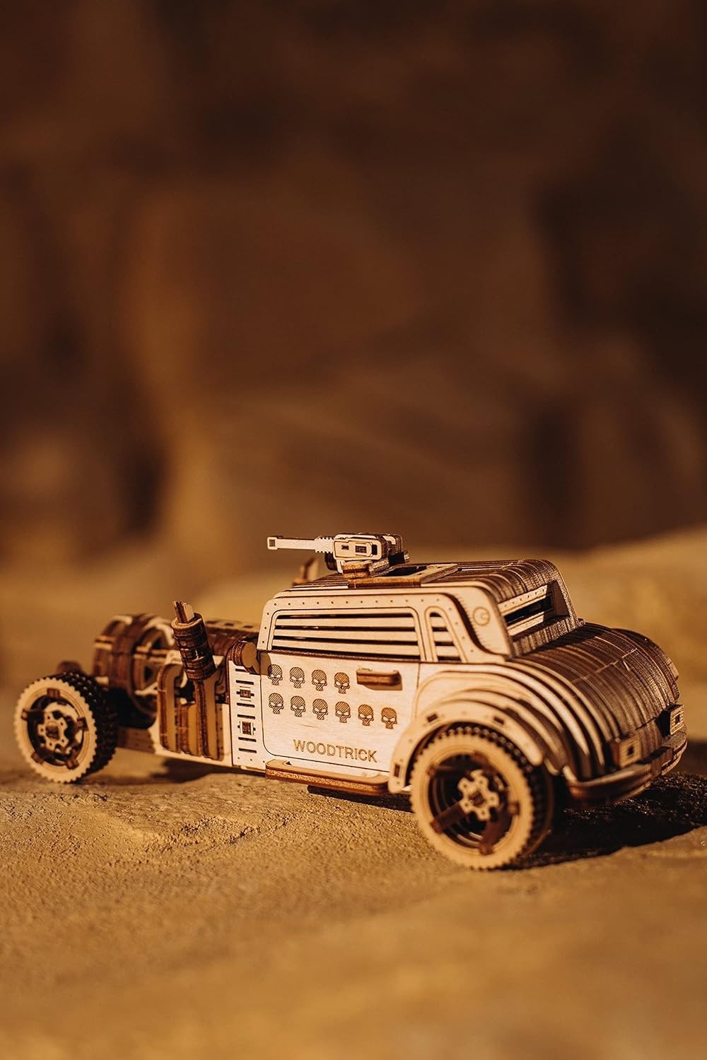 Wooden 3D Apocalyptic Car Puzzle Kit with Moving Parts & Spring Power