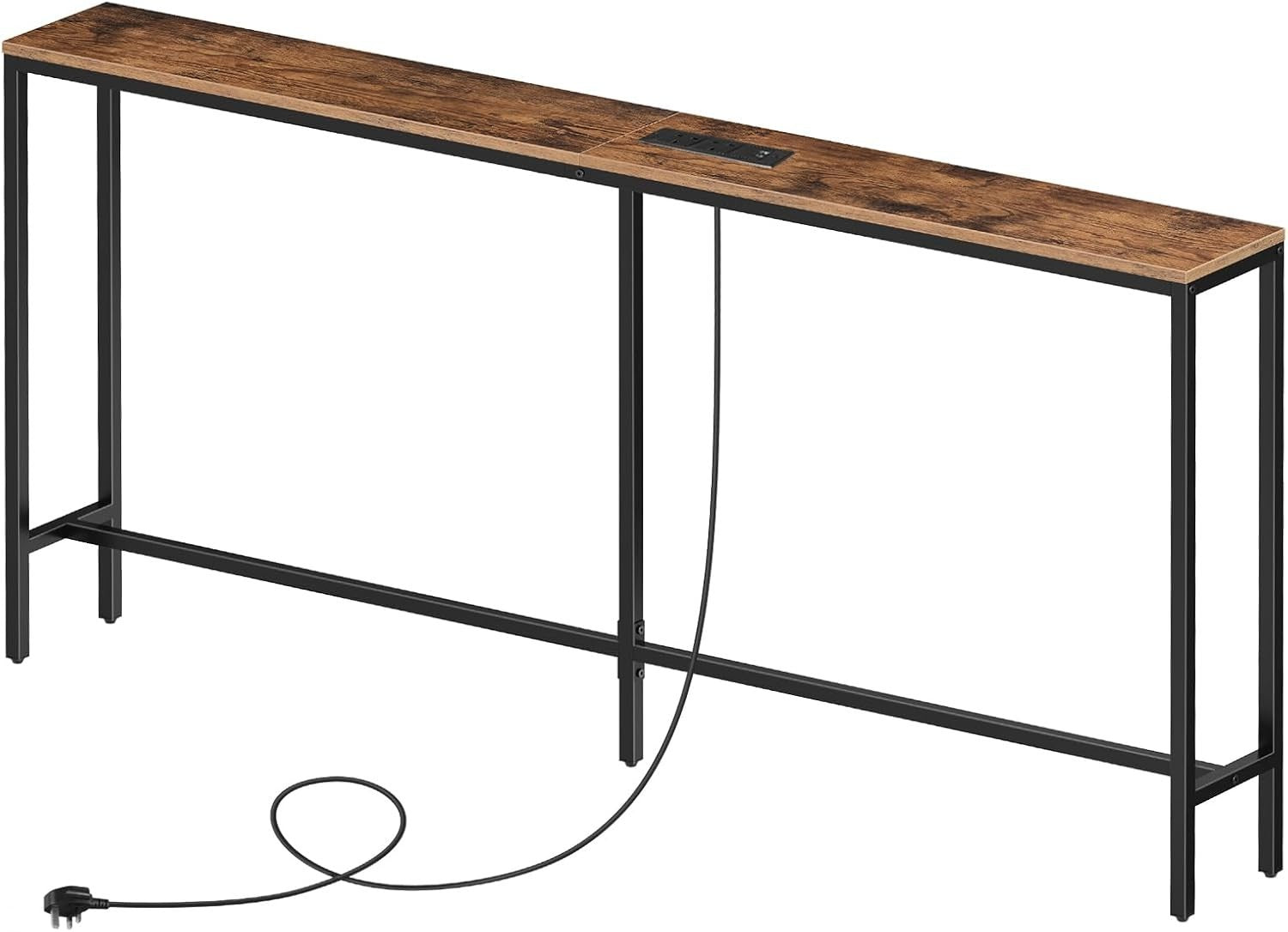 Slim 160cm Console Table with USB & Outlets – Perfect for Sofa, Entryway
