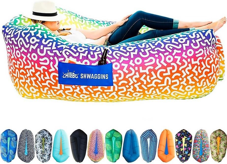 Inflatable Air Lounger Sofa Rainbow Lightweight Camping Hammock No Pump