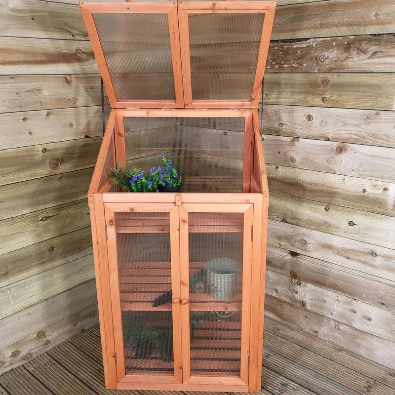 Wooden Mini Greenhouse Cold Frame – H120×W69×D49cm Garden Patio Growhouse