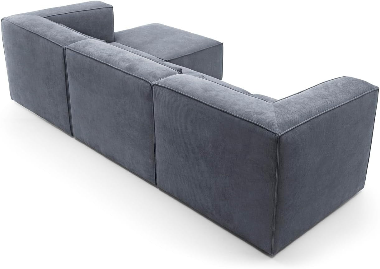 Dark Grey Corner Sofa 4 Seater | L Shape Modular Couch with Soft Chenille