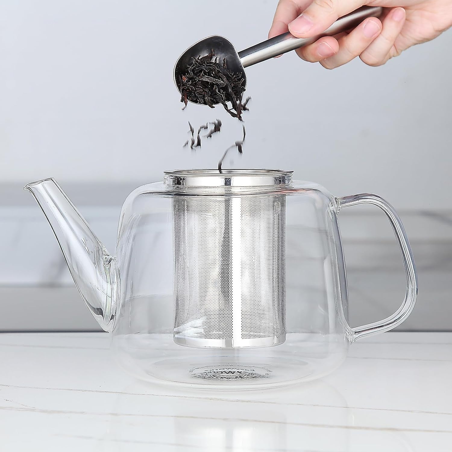 1500ml Glass Teapot with Stainless Steel Infuser Heat Resistant Tea Pot