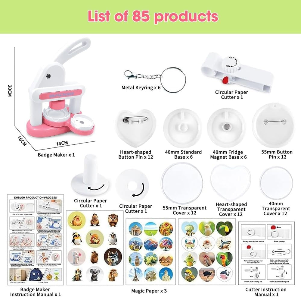 35mm & 55mm Button Badge Maker Machine Press Kit for DIY Crafts
