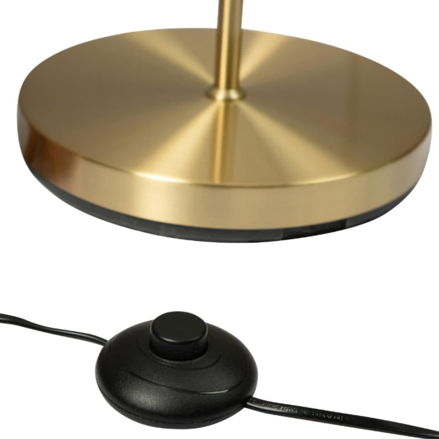 Modern Satin Brass Floor Lamp with Opal Glass Globes & Foot Switch