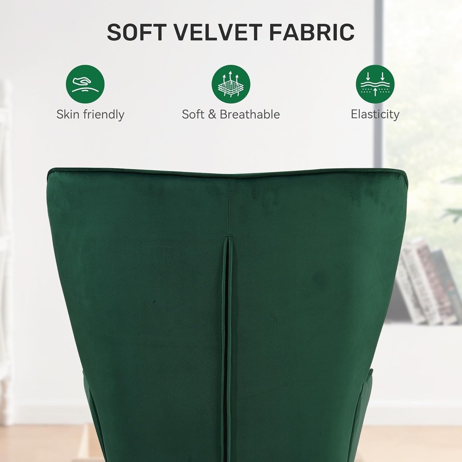 Velvet Wingback Armchair High Back Gold Legs Comfy Lounge Chair Green