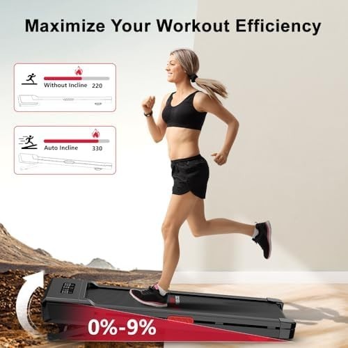 Auto Incline Folding Treadmill 1-10KM/H 3HP Quiet Motor LED Display