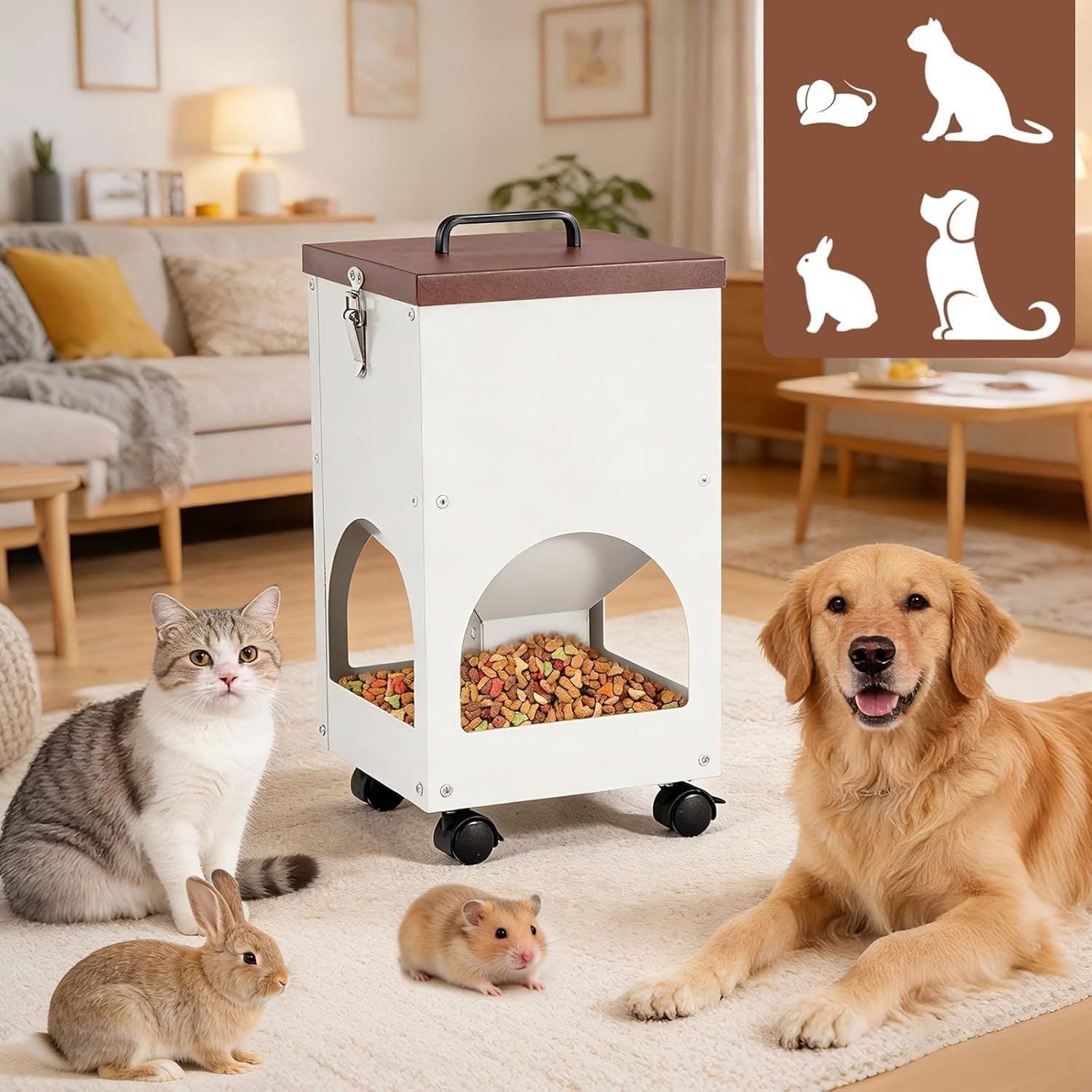 9L Automatic Cat Feeder 4 Bowl Stainless Steel Food Dispenser Station