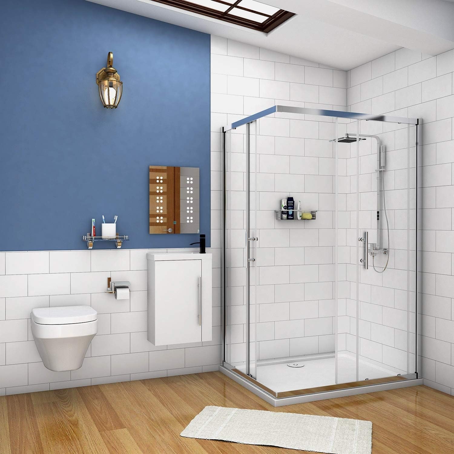 Cloakroom Wall Hung Vanity Unit with Basin White Compact Sink Storage Cabinet