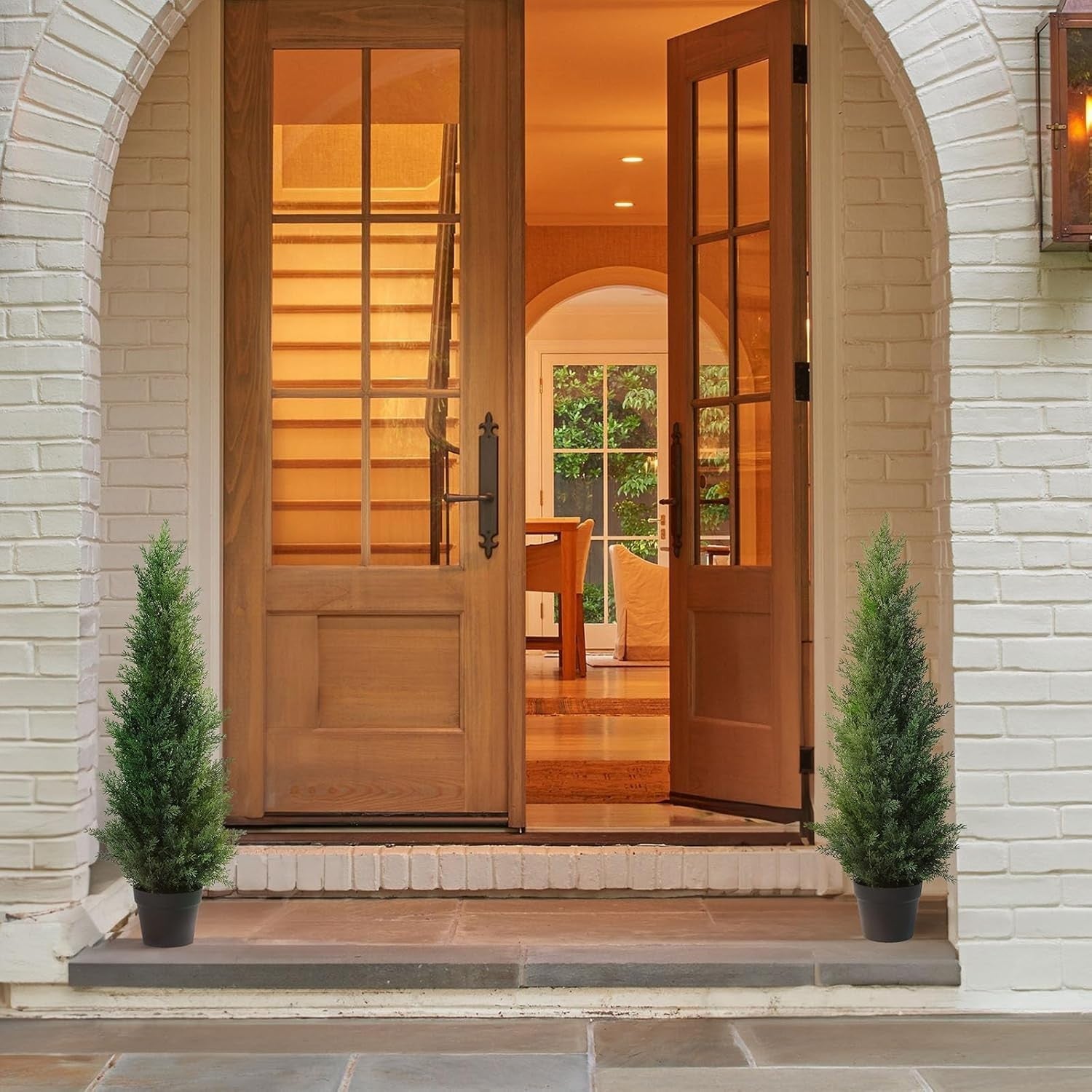95cm Artificial Cedar Tree 2-Pack Outdoor Fake Plants Porch Home Garden Decor