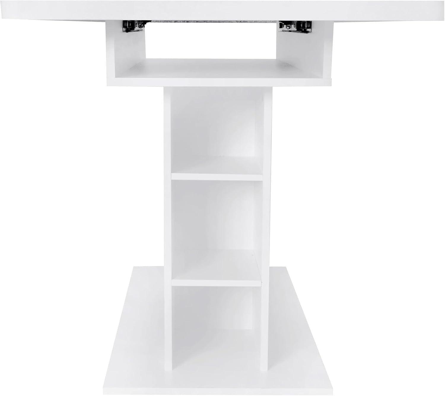White Extendable Dining Table With Storage, Space Saving 130x70cm