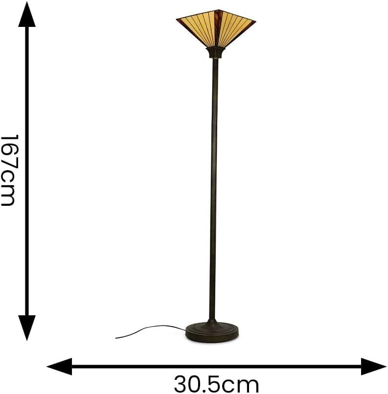 Tiffany Style Bronze Floor Lamp with Stained Glass Shade & LED Bulb