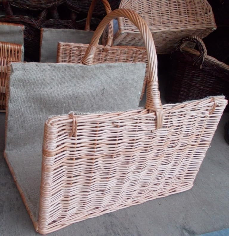 Premium Indoor Wicker Log Basket with Handle – Stylish, Durable Wood Storage